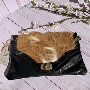 Fair trade Genuine Moroccan Leather w/ Fur Clutch